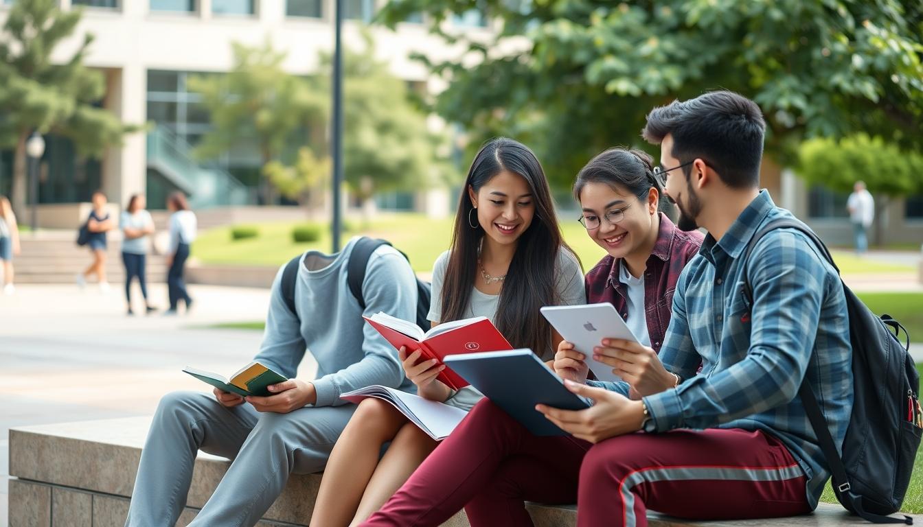 Students collaborating in study space